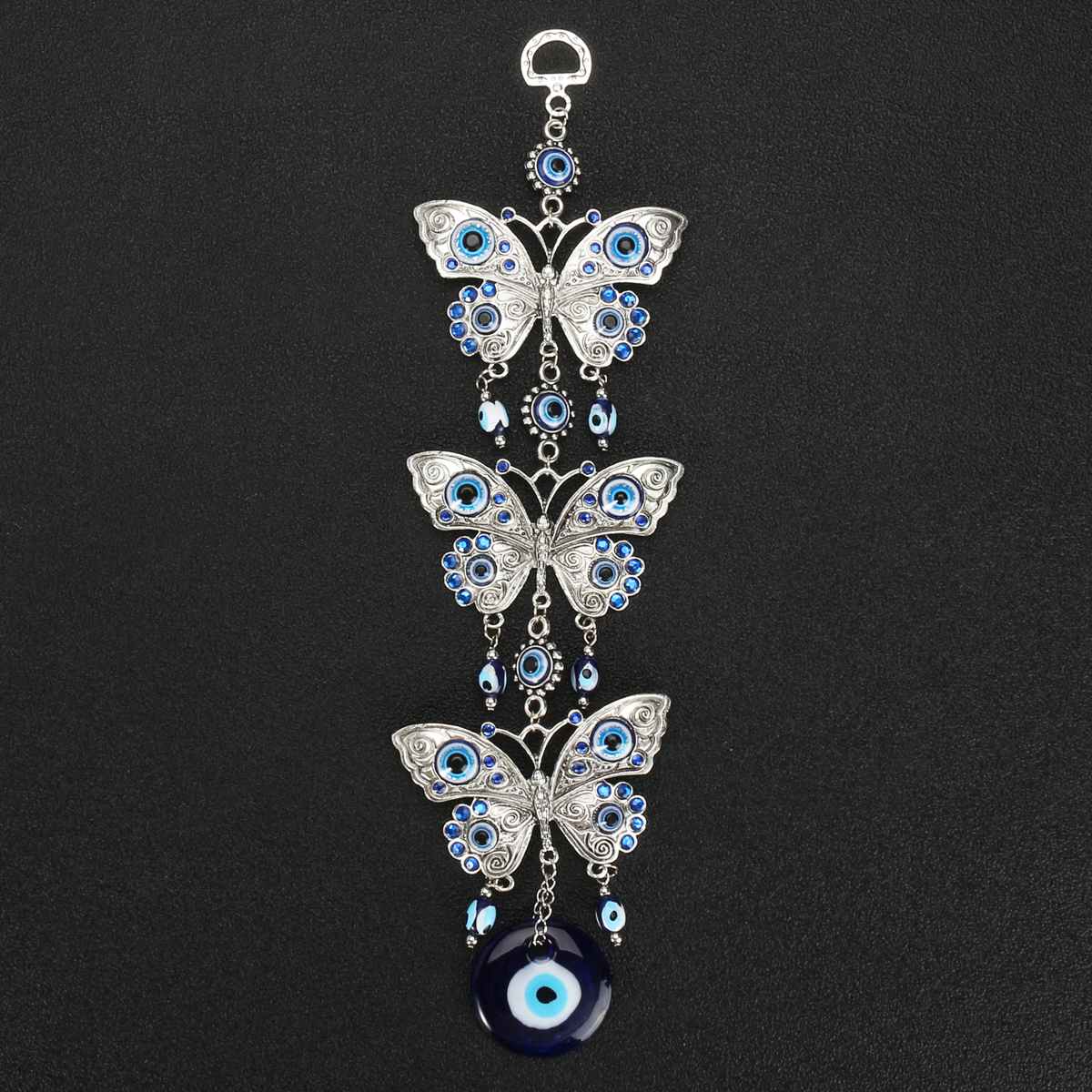 Blauw Glazuur Glas Vlinder Bedels Hangers Turkse Lucky Bescherming Evil Ogen Amulet Muur Opknoping Ornament Auto Woondecoratie