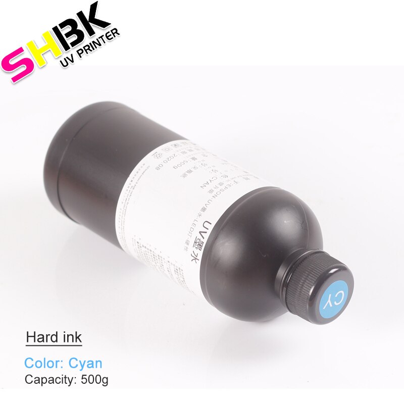 Shippping libero inchiostro UV a2 a3 a4 Cilindro uv stampante uv inchiostro stampante mandati e gonfiati uv duro inchiostro DX4 DX5 DX10 TX800 XP600 uv inchiostro 250ml 500ml: 500ml Cyan