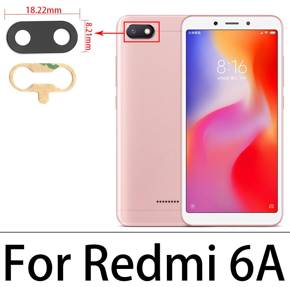 Nieuw Voor Xiaomi Redmi 6 6A 7 7A 8 8A 9 9A 9C Achter Back Camera Glas Lens Cover Vervanging met Sticker: For Redmi 6A