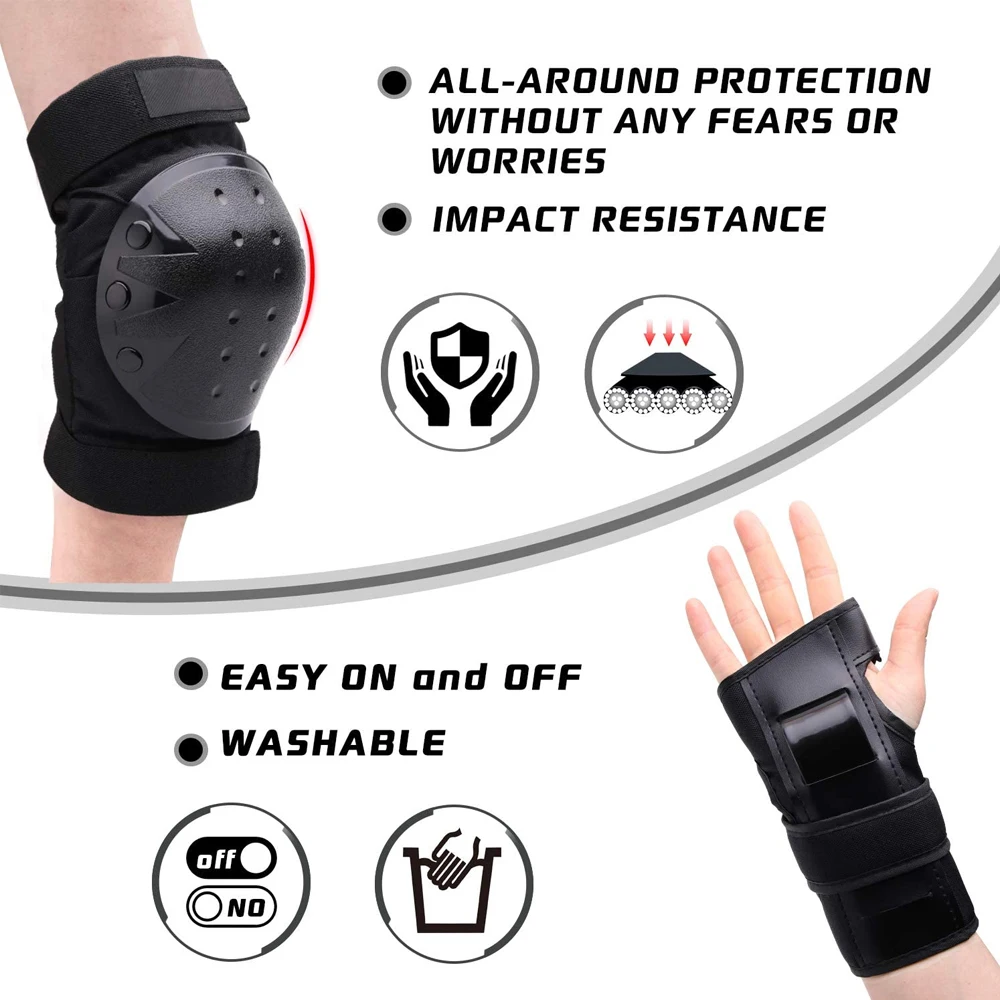 Knie-Ellenbogenschützer für Kinder/Erwachsene, Handgelenkschützer, Schutzausrüstungsset für Rollschuhe, Radfahren, BMX, Skateboard, Roller-Reitsport