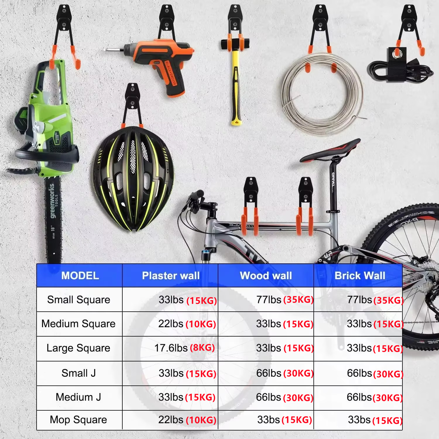 Garage Hooks Heavy Duty Metal Hook Warehouse Wall Mount Organizer Hanger Hooks Anti-slip Storage Hook for Ladders Garden Tool