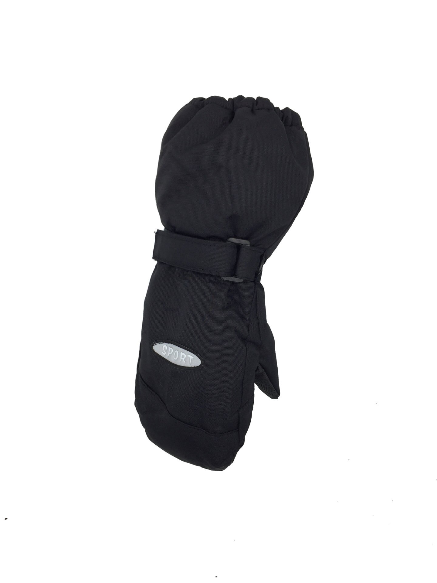 Gants de Ski pour enfants, épais, en velours, chauds, coupe-vent, sport de plein air, mitaine, antidérapants, pour la randonnée: Black