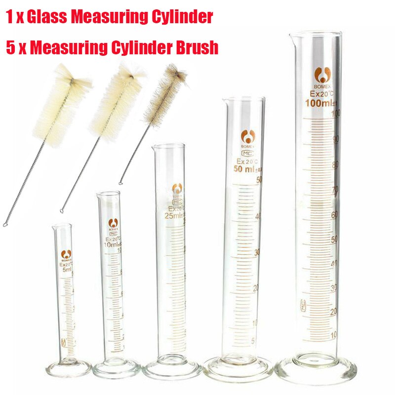 Thick Glass Graduated Measuring Cylinder Set 5ml 10ml 25ml 50ml 100ml Measuring Cylinder Kit for Lab Suppy