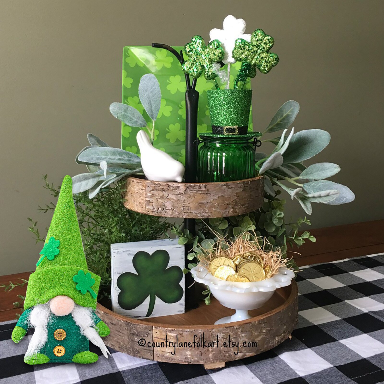 Poupée sans visage lot de 2 St.Patrick décorations de jour Gnome Tomte fait à la main lutin irlandais Nisse maison fête bricolage décorations