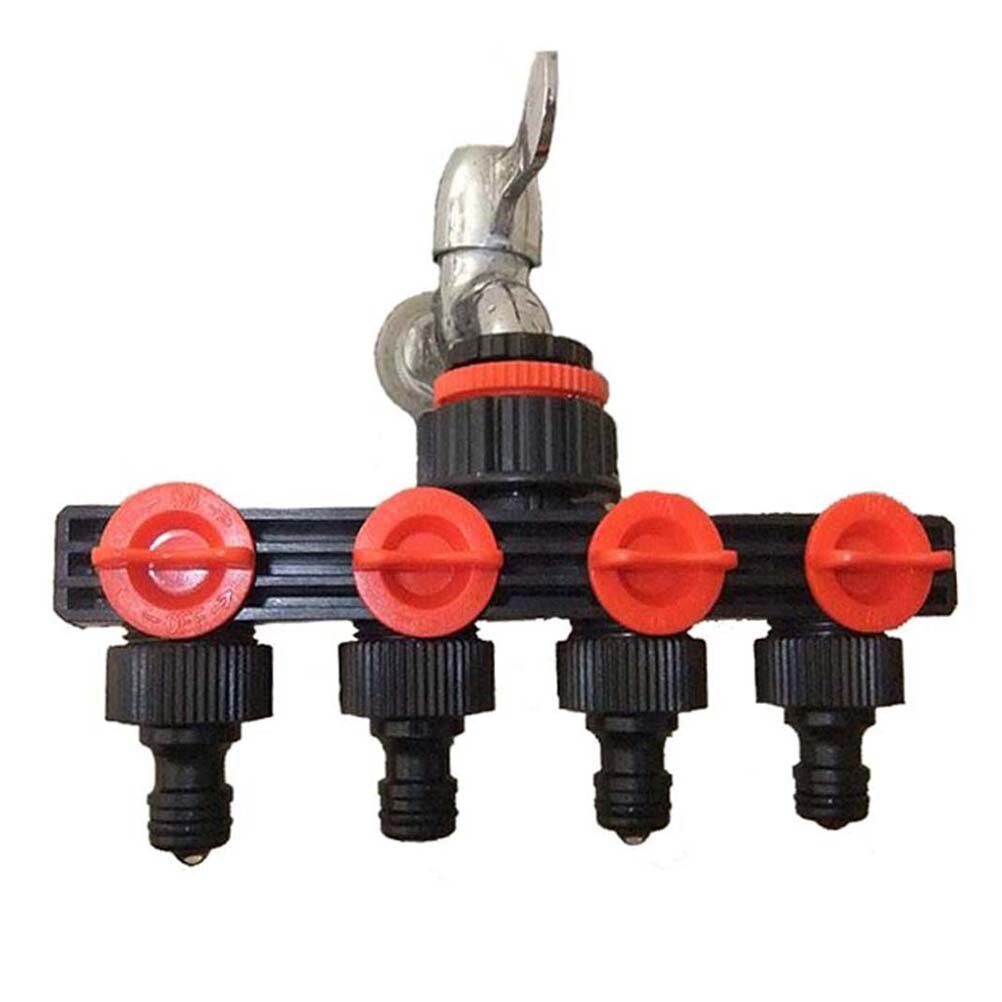 WINOMO Garden Hose Quick Connector 4 Outlets Plastic Water Pipes Connector for Garden (Black and Jacinth)