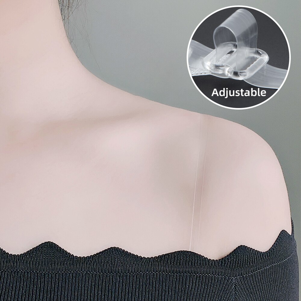 Hög elastisk transparent bh underkläder rem justerbar osynliga klara kristall axelband antyder tillbehör