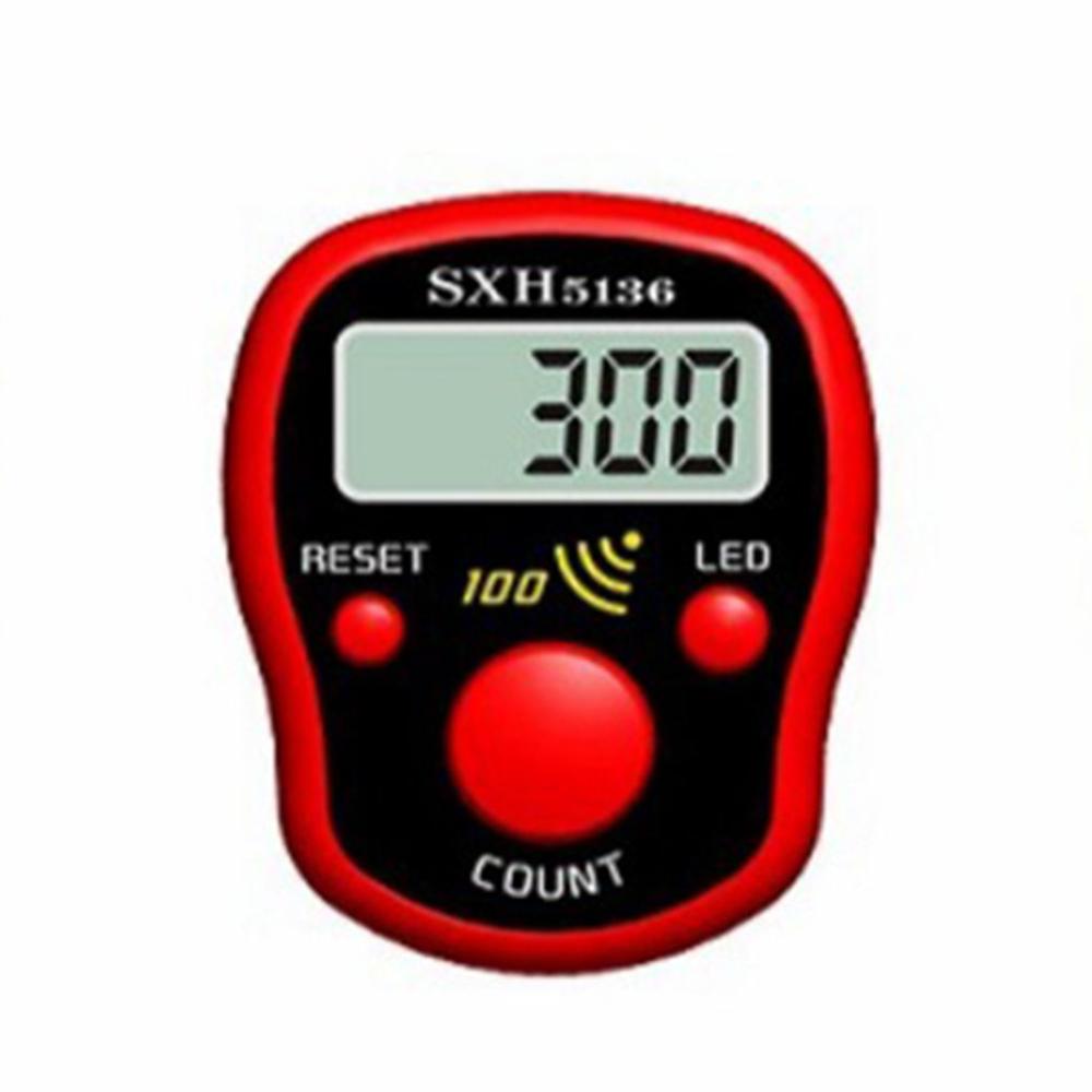 Mini Stitch Marker Row Finger Counter LCD Electric Digital Display with LED Light For Buddha Pray Sewing Knitting Weave Tool: Luminous Red