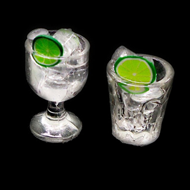 1:12 Resin Poppenhuis Mini Ijs Citroen Water Drink Cup Miniatuur Poppenhuis Voedsel Keuken Accessoires Cups Speelgoed Mini Decoratie