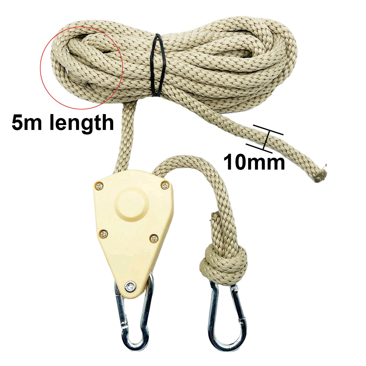 10mm 3/5/10m festetau kraftig tauhenger campingtelt tautrinse skraller kajakk kano båt baug akter: Svart
