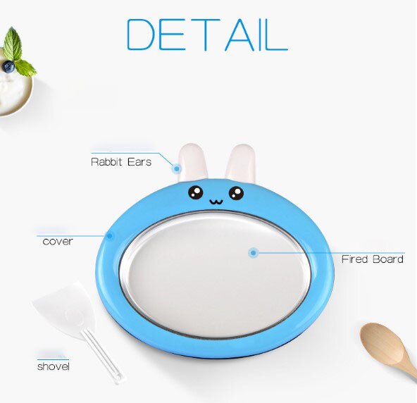 Ijs Pizza Maker Kinderen Plaat Mini Yoghurt Ijsmachine Gebakken Ice Pudding Maker Luchtkoeling: Blauw