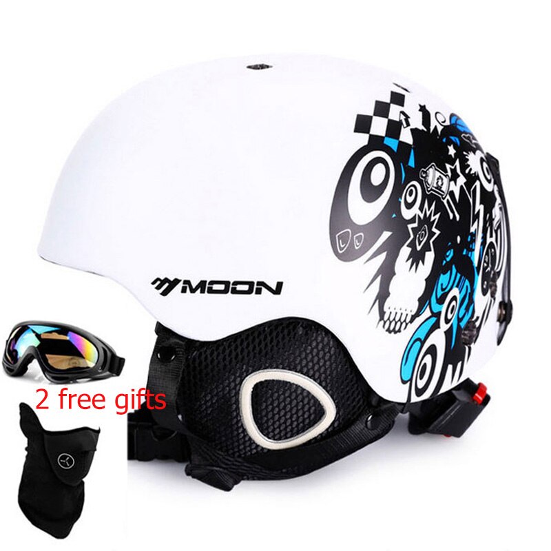 MOON Skiing Helmet with 2 Winter Adult Men Snowboard Skateboard Equipment Sports Safety Ski Helmets for men with goggles: 07 / M(55-58cm)