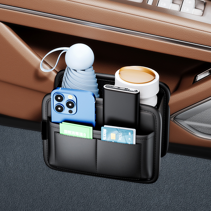 Auto Tür Lagerung Kasten PU Leder Telefon Karten Beutel Multi-tasche Auto Sitz Zurück Hängen Organizer Kleine Mülleimer Behälter zubehör
