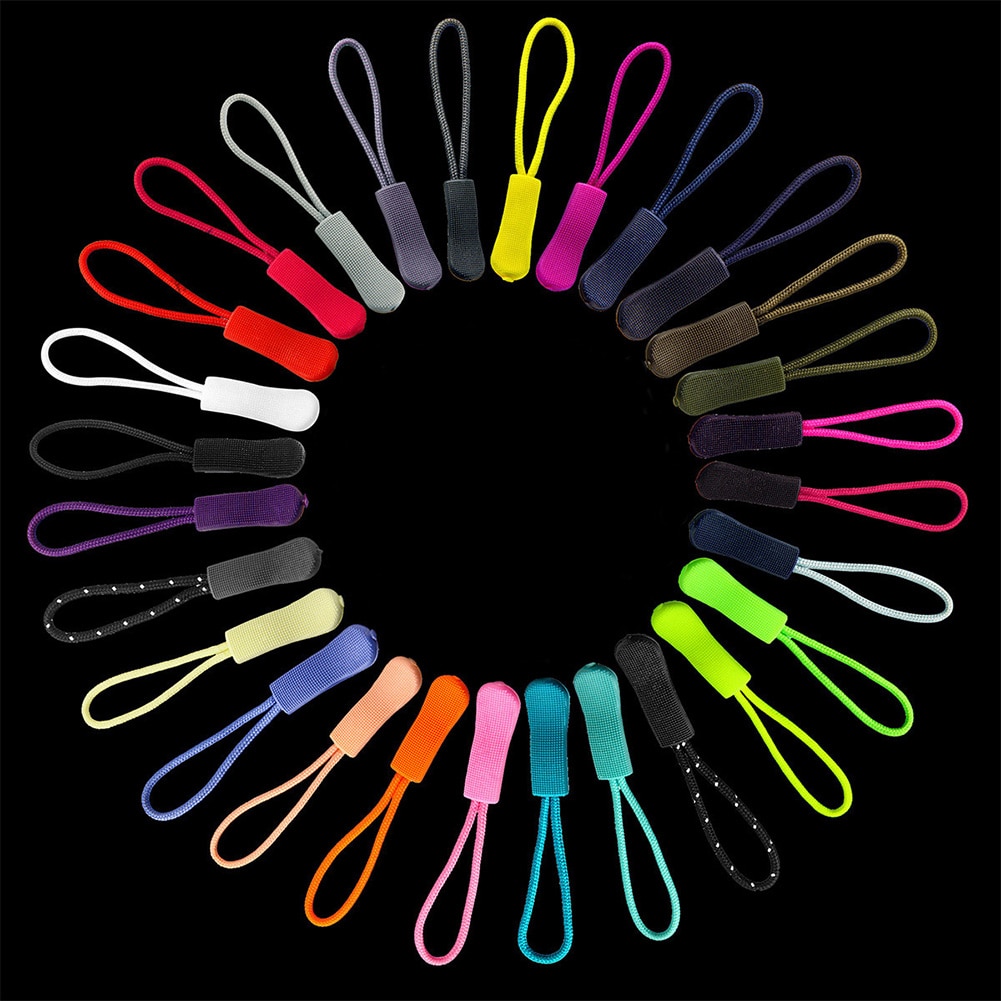 40pcs Zipper Pull Replacement DIY Extension Strap Clothing Luggage Lariat Zip Tag Backpack Slider Ends Lock Flexible PVC Sewing