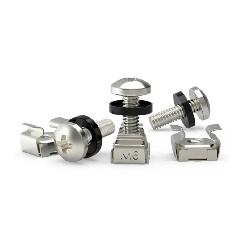 M6 * 16 mm M6 * 12 mm Schrankschrauben, Rackmontage-Käfigmuttern, Schraube und Unterlegscheiben für Netzwerkserver-Chassis-Verteilung, verwöhnen, Router