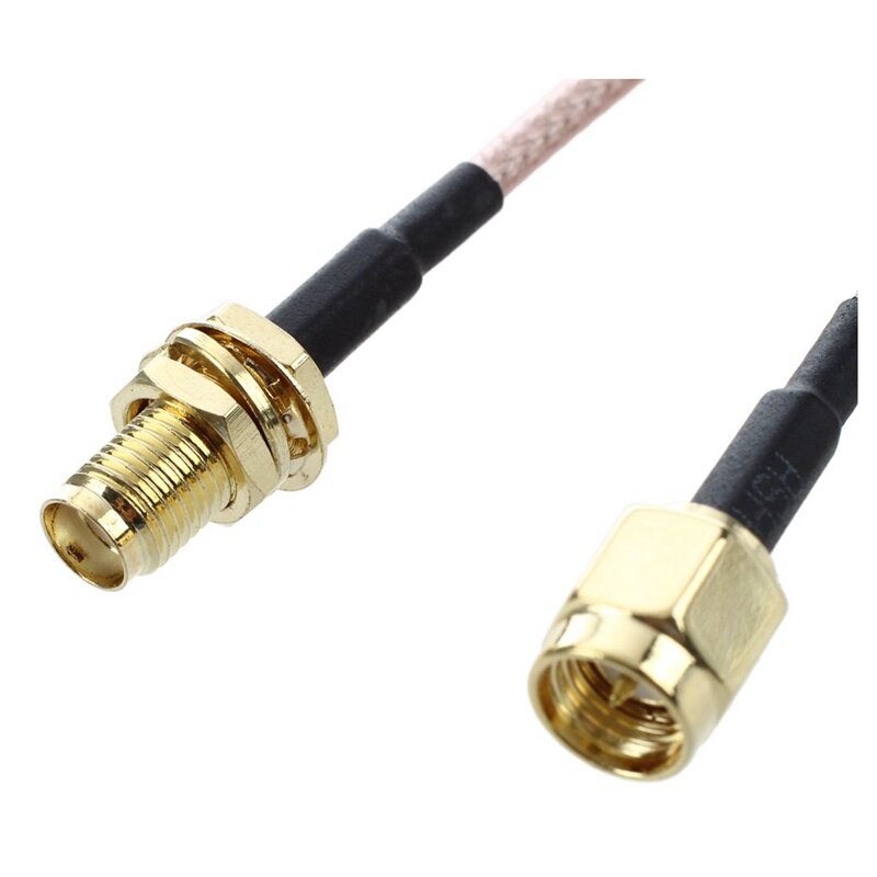 2X SMA Female SMA Male F / M Antenna Connection Cable Adapter Black + Gold