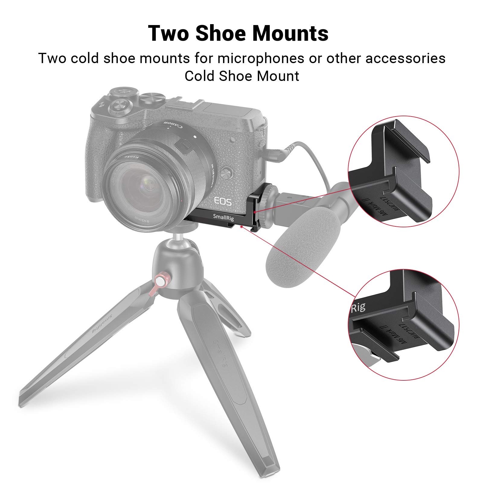 Plaque de chaussure froide pour Canon EOS M6 Mark II avec deux supports de chaussures froides-2517