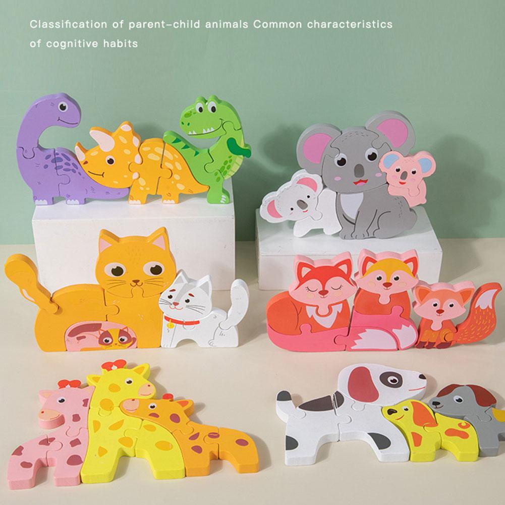 Giocattoli di Puzzle 3D in legno per bambini giocattoli di Puzzle di intelligenza animale del fumetto gioco da incasso Puzzle creativo giocattoli di educazione precoce