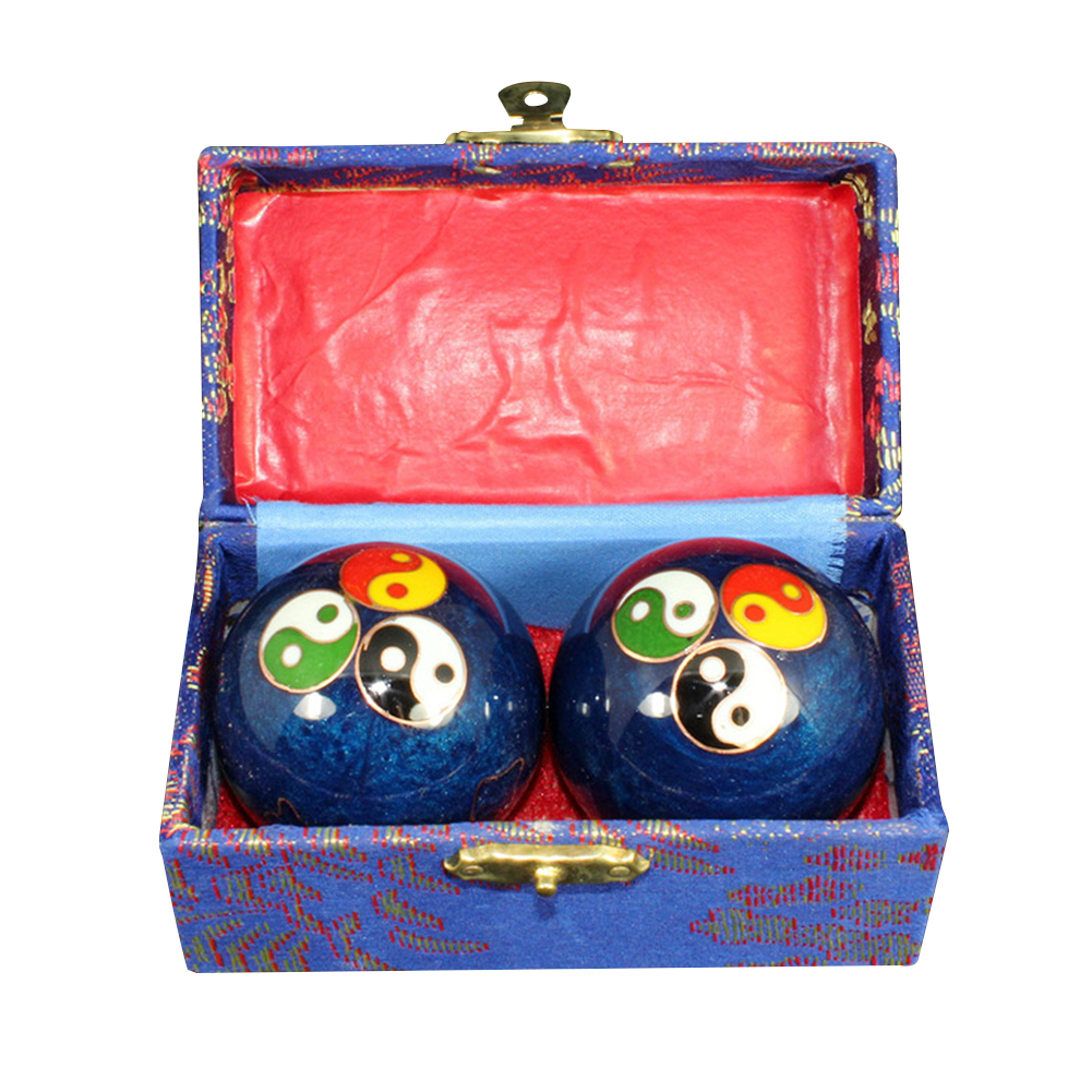 Bola de Baoding azul para ejercicio diario, Bola de Mano china para alivio del estrés, masajeador de terapia, bolas de Fitness para fuerza de mano de 47mm: Blue gossip