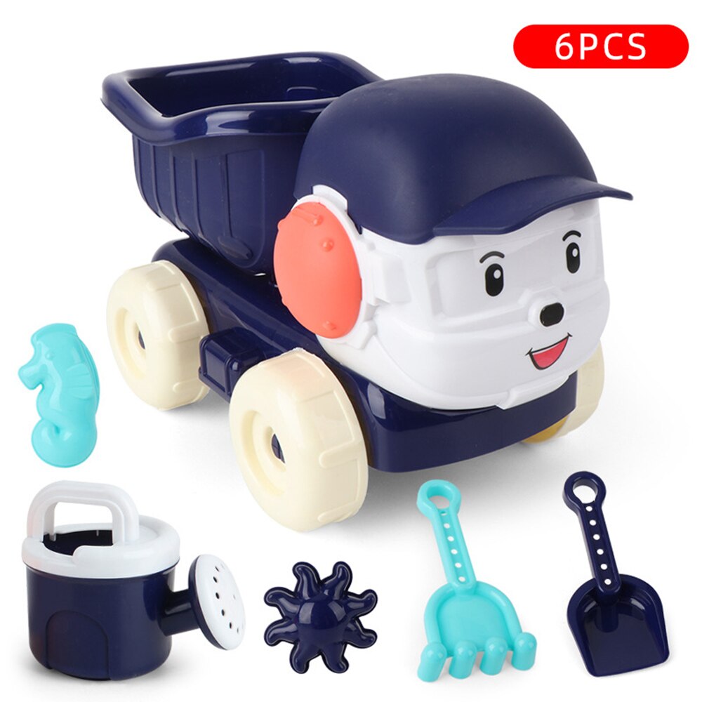 Outdoor Beach Toys Set for Children Cartoon Beach Car Sand Shovel Templates Shower Water Toy Great Reusable SEC88: Blue