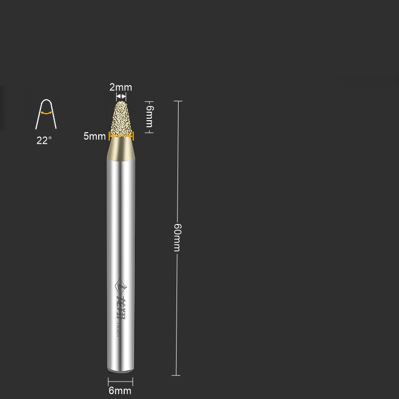 1 st. cnc-slipmaskin i solid hårdmetall med diamantsten för marmor, blåsten och sandsten, konskärare i bottenrelief: 35mm