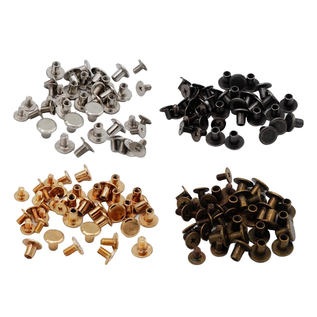 20 Sets 6mm Alloy Rivets Binding Spike Fasteners for Bracelets Bookbinding DIY