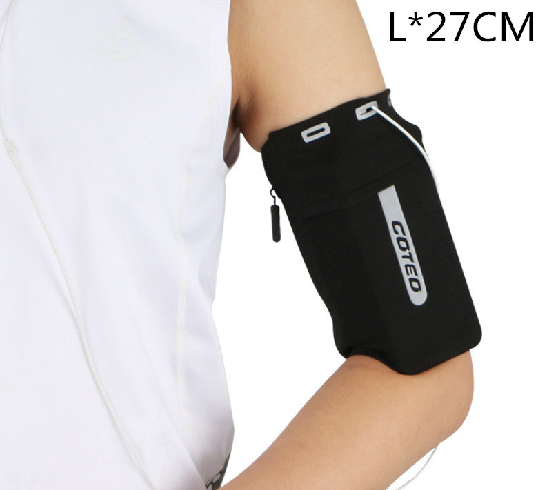 Double Pocket Slender Sports Running Arm Band Case Bag Telephone Wallet Holder Outdoor Pouch on Hand Gym Cover for Iphone 12 11: Logoblack