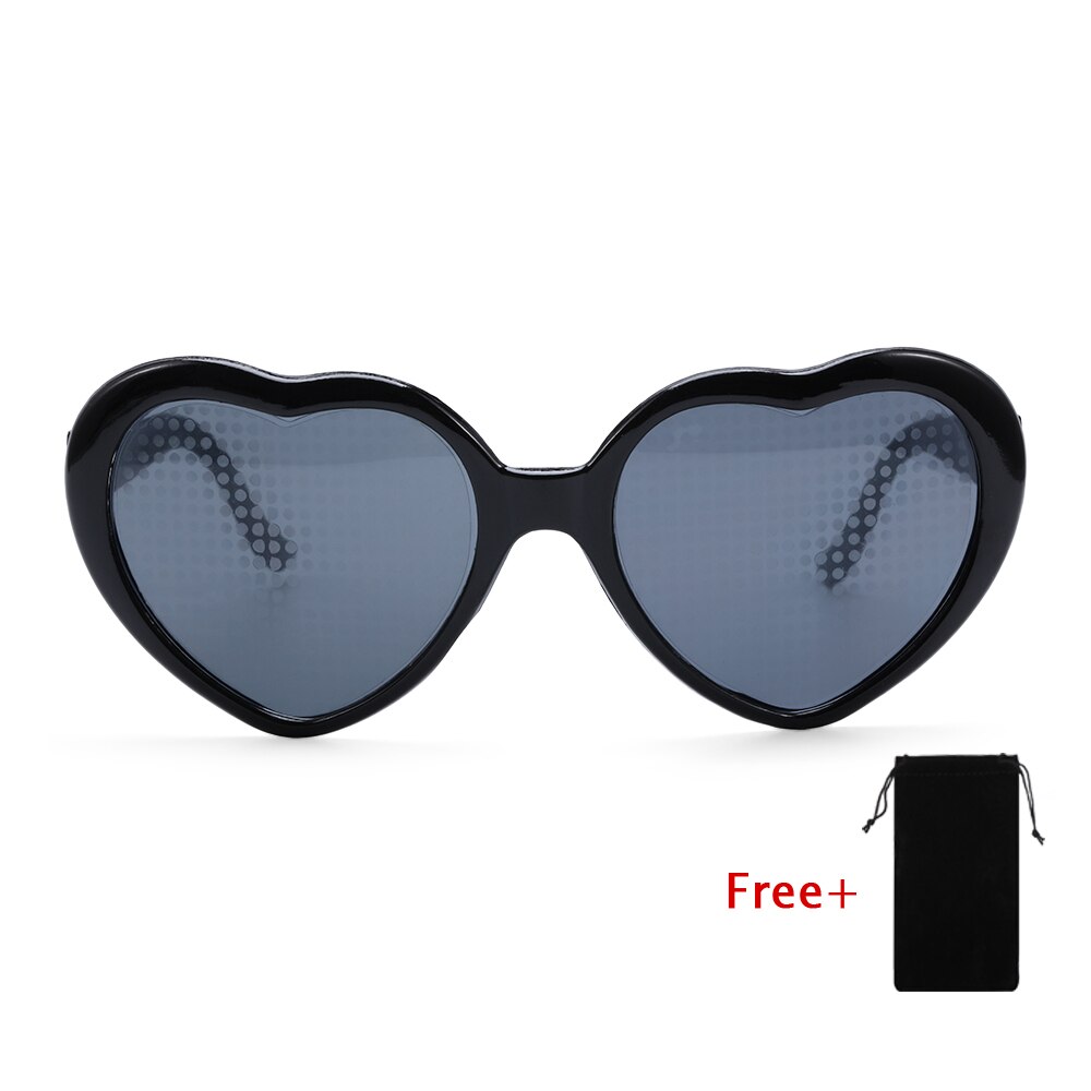 Mode Hartvormige Speciale Effect Bril Duurzaam Horloge De Lichten Geworden Liefde Afbeelding Diffractie Bril 'S Nachts Unisex: Black