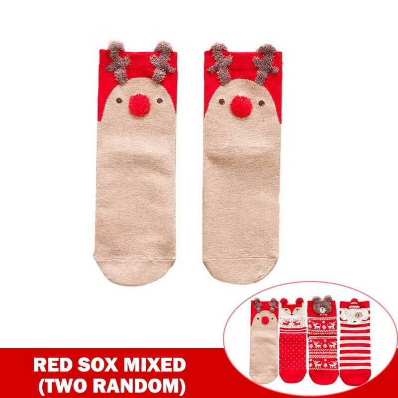 Christmas socks elk animal ears autumn and winter cotton sweet socks For year: G353345