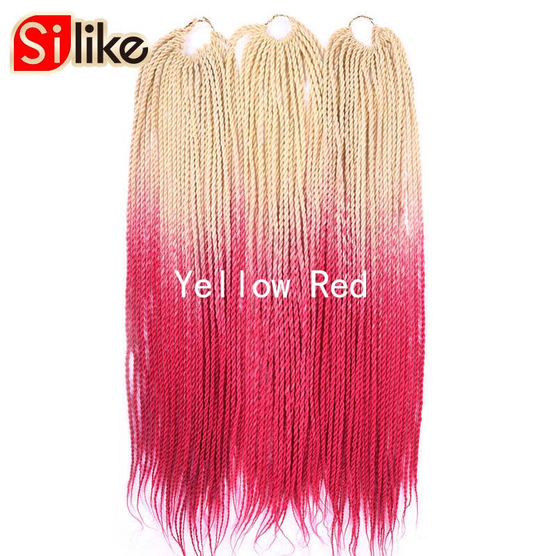 Silike 24 inch Ombre Senegalese Twist Hair Crochet Braids 30 Roots Pre-looped Synthetic Crotchet Braiding Hair for Women: P1B/27