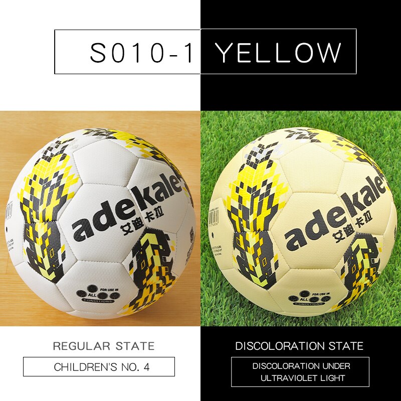 Ultraviolet Light Discoloration Football Standard Game Training Light Change Soccer Adult No. 5 Child kids No. 4: S010 Yellow (size 4)