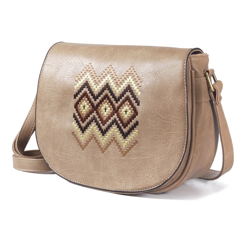 Annmouler-Bolso de hombro Vintage para mujer, bandolera bordada, pequeño, de , cruzado: khaki