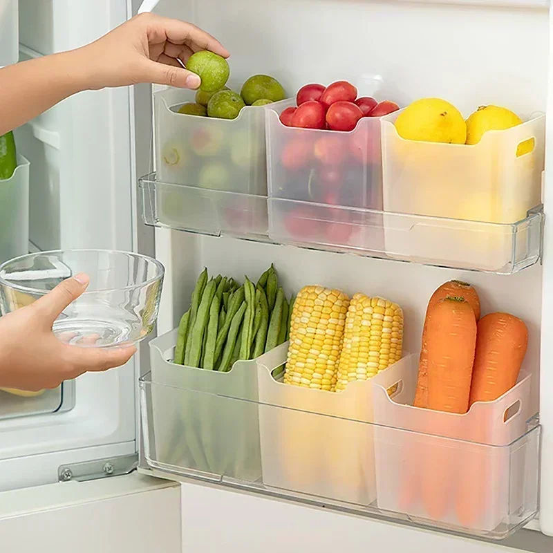 4 stk Kjøleskap Oppbevaringsbokser - matte fersk Organizer - side Dør - Plast: Svart