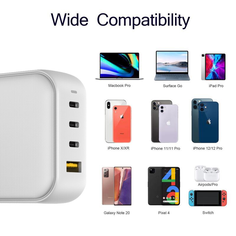 100W 4 Poort Gan USB-C PD3.0 Snelle Oplader Voor Macbook Pro/Air Iphone 13 Pro Max Dell Asus hp Samsung Note 20 Ultra S22 S21 + Pps