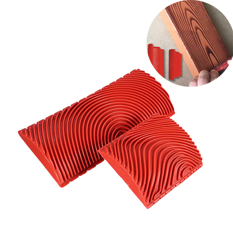 2Pcs Rubber simulation wood grain device DIY paint roller brush Pattern texture tool Home decoration