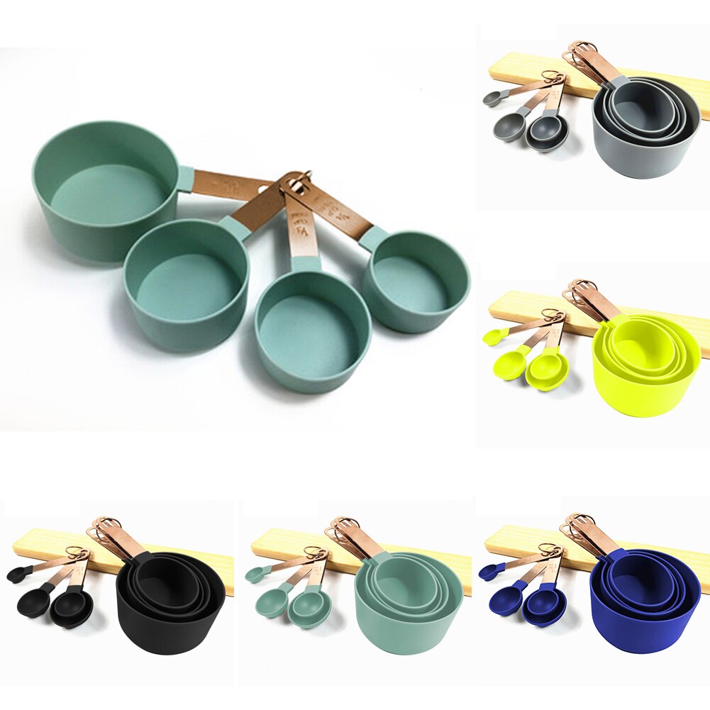 Stainless Steel Measuring Cups Spoons Kitchen Baking Cooking Stainless Steel Silicone Black Gray Red Measuring Tools Set