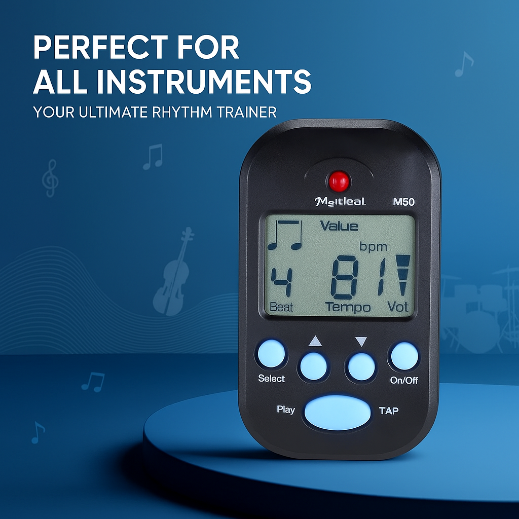 M50 Professionele LCD digitale metronoom voor gitaar, viool, bas - ritmische metronoom voor spelers van snaarinstrumenten