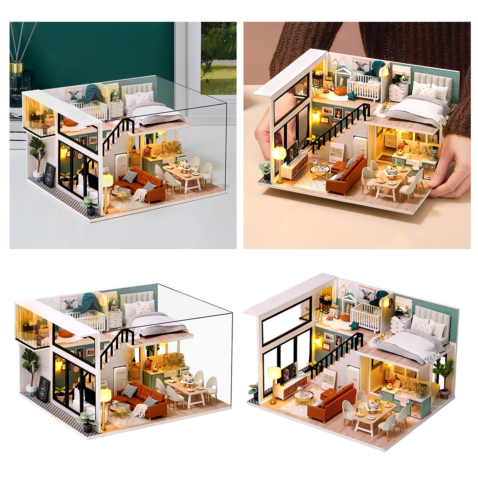 Diy Miniatuur Poppenhuis Kit Appartement Diy Poppenhuis Kit Met Houten Meubels Licht Huis Speelgoed Voor Volwassenen