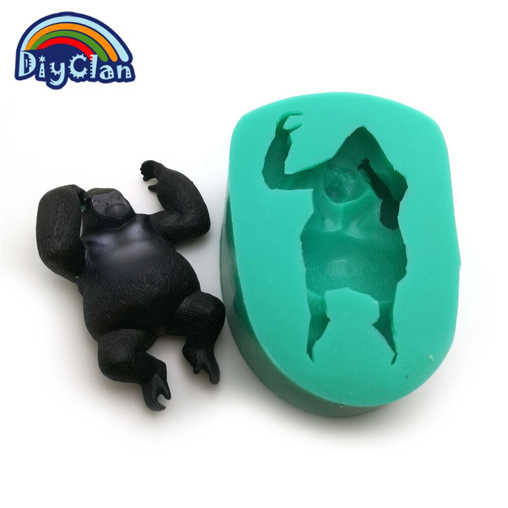 Moldes modeladores de silicone kingkong de chocolate, forma para decoração de bolo, argila de polímero, forma de resina de fondant, estilo animal gorilla f0714jg