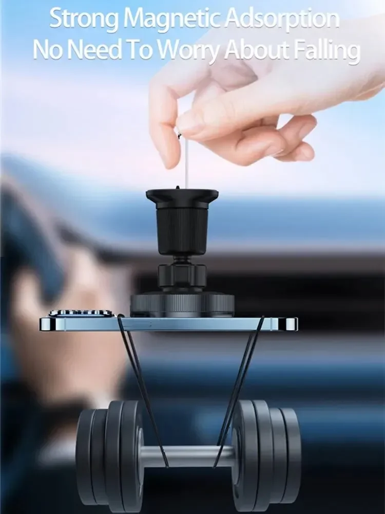 Cargador de coche inalámbrico magnético con luz LED, soporte para teléfono móvil, estación de carga rápida con imán para iPhone 16 15 14 13 12 Pro Max