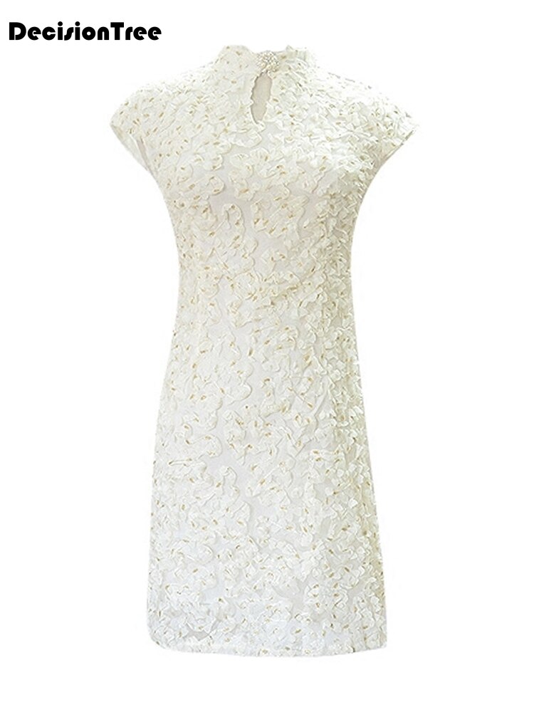 short cheongsam traditional chinese dress women modern qipao lattice cotton oriental style dresses Women Oriental dress