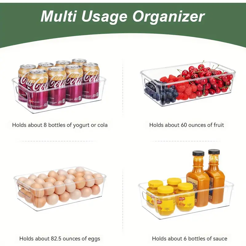 Box with Hand Kitchen Accessor Refrigerator Food Storage Container Refrigerator Organizer Bins Stackable Fridge Food Storage