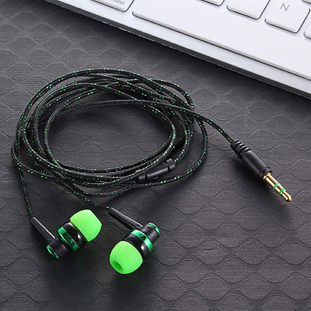 Écouteurs tissés de pour l'extérieur MP3 PC, nouveaux écouteurs portables, casque filaire, Jack 3.5mm, Bracelet: green