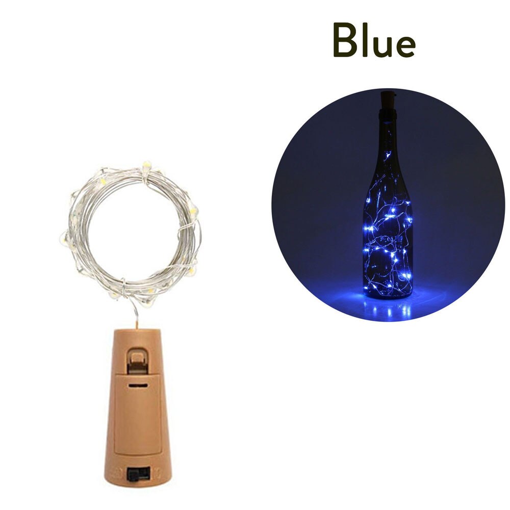 3m vinflasker med kork 30 led flaske lys batteri kork til fest bryllup jul halloween bar indretning varm hvid snor lampe: Blå