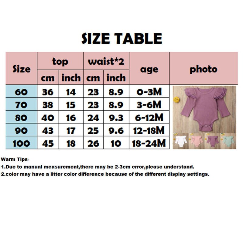 Combinaison en coton pour -né garçon et fille, vêtements chauds et solides, à manches volantées, 4 couleurs, 0-24M