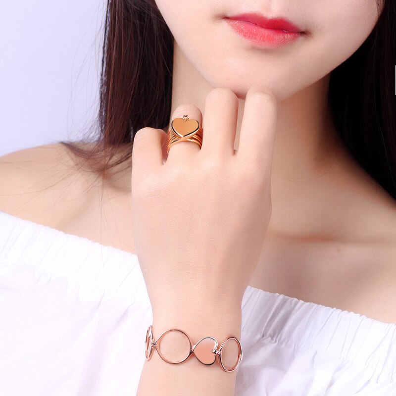 Wonderlife Versenkbare Ring Armbinde Ändern Dual-benutzen-Herz Falten Ring Armbänder Für Frauen Schmuck