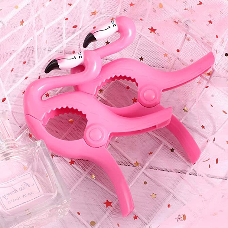 4 stk plastik tegnefilm flamingo håndklæde clips stor solseng liggestol holder pool tøjklemme quilt clip sok clips tøjklemme 25