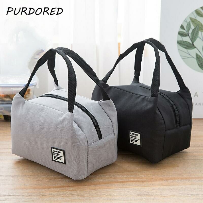 Purdored 1 Pc Solid Lunch Tas Voor Vrouwen Waterdichte Bento Voedsel Zak Thermische Geïsoleerde Lunch Box Tote Koeltas Bento pouch Lunch