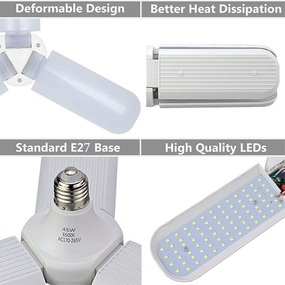 Ledet garasje butikk arbeidslys hjem takarmatur deformerbar lampe 60w e27