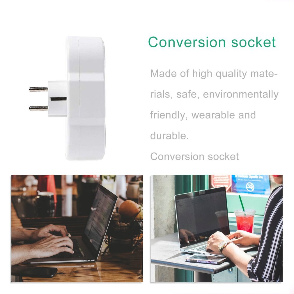 Triple Plug Protective Contact Multiple Plug Power Distribution Adapter EU to Russian Conversion Socket