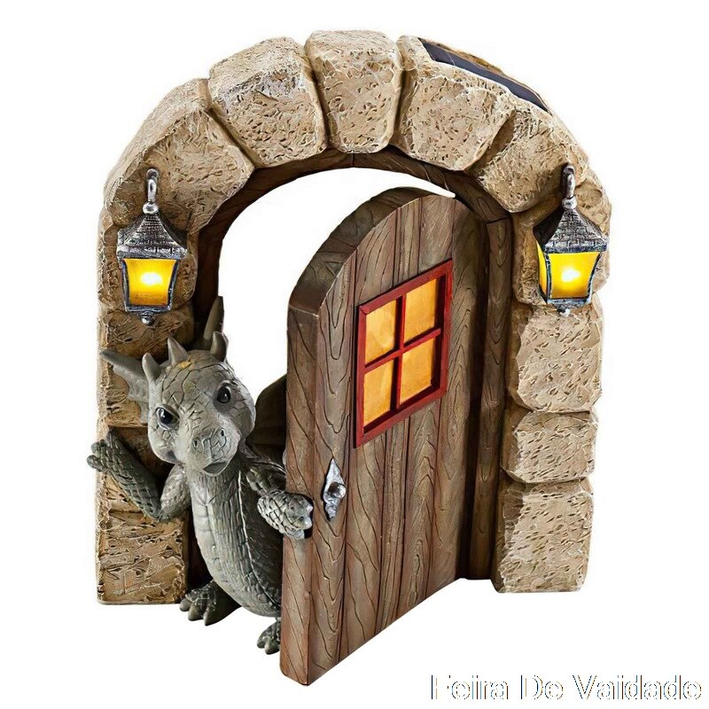 Dragon Statue Solar Garden Decoration Dragon Open The Door Window Figure Sculpture Home Outdoor Garden Decoration: H02